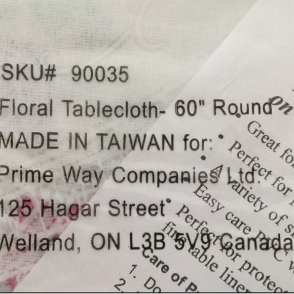 PRIME WAY COMPANIES Colorful Floral Vinyl Printed Tablecloth 60” Round NWT - Picture 7 of 12